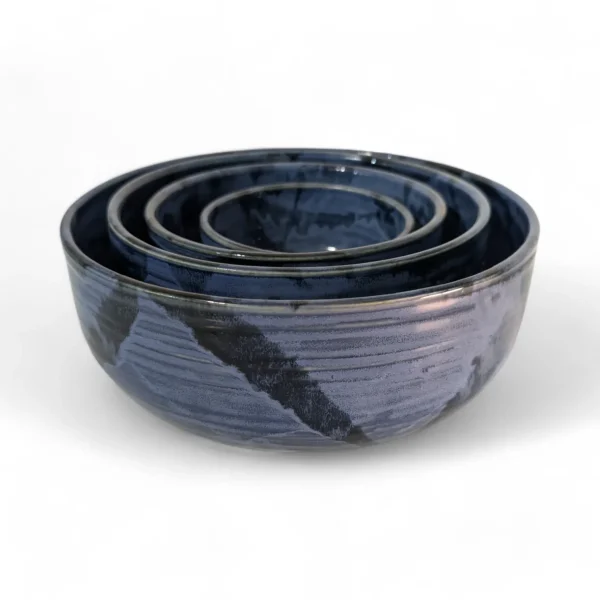 Muskoka Bay Pottery 4 Piece Nested Bowl Set Summer Blue